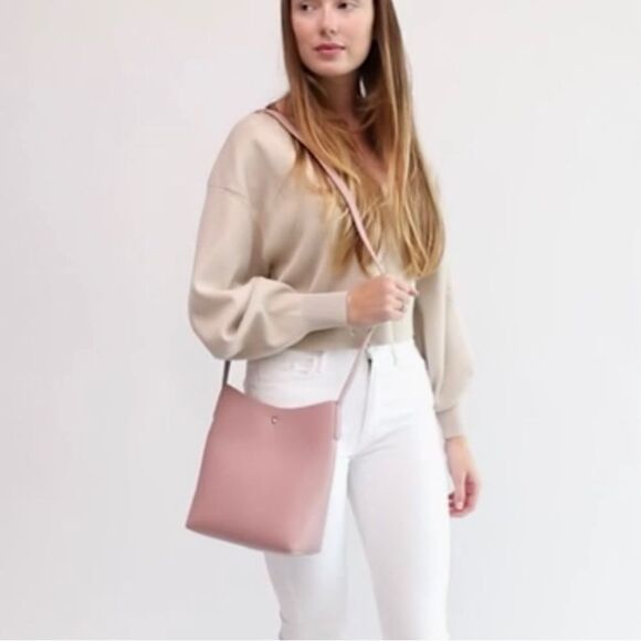 Samara Vegan Leather “Peony” Shoulder Bag Blush - Picture 2 of 7